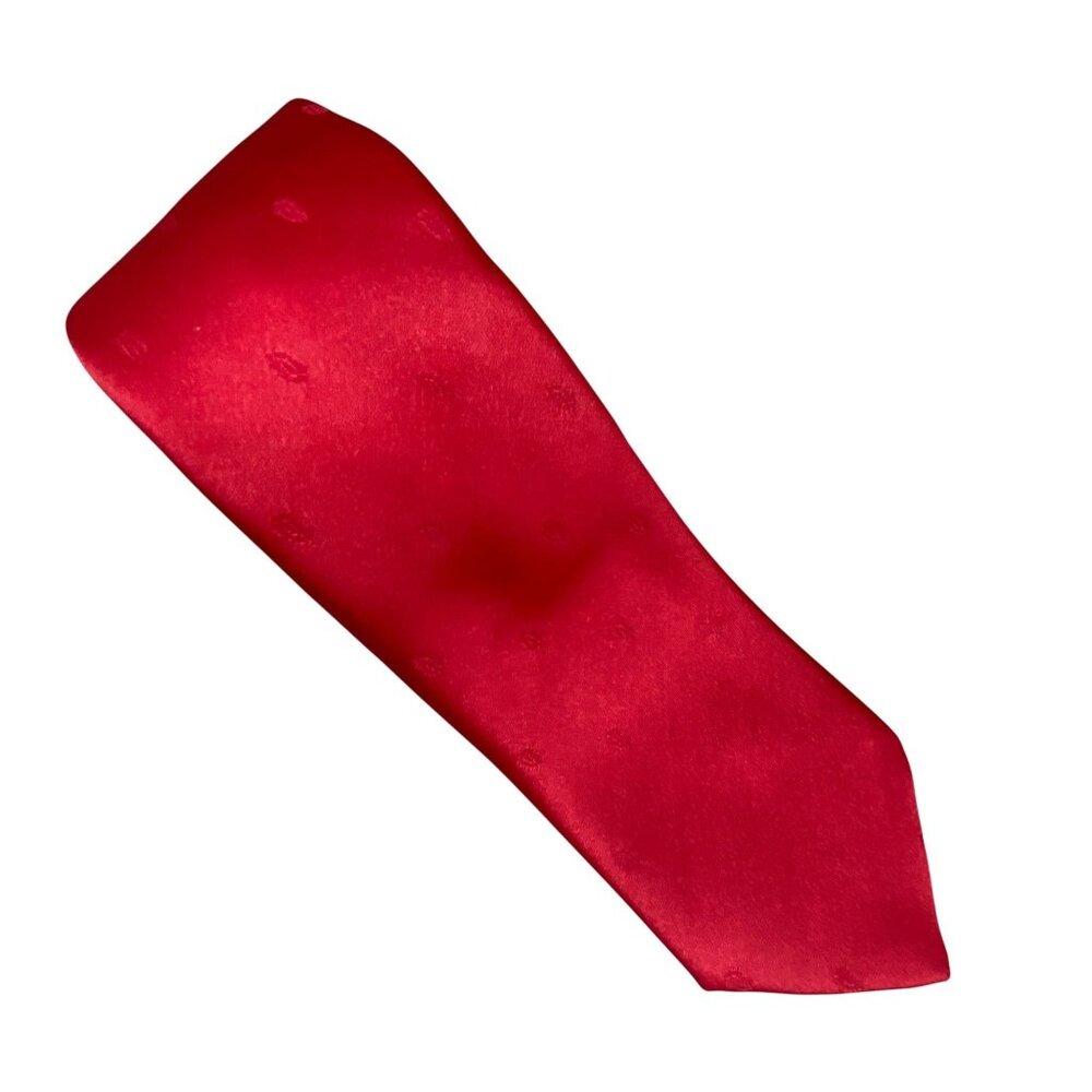 VTG Beau Brummell‎ Red Silk Mens Tie Paisley Jacquard  56x3.5